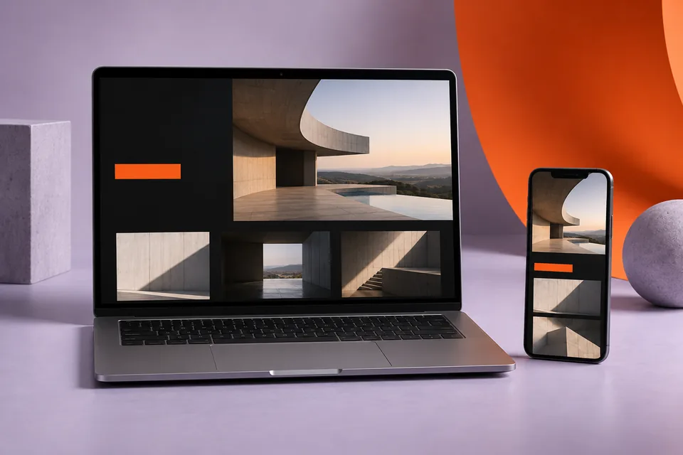 Concepto de diseño web adaptable a ordenador y móvil